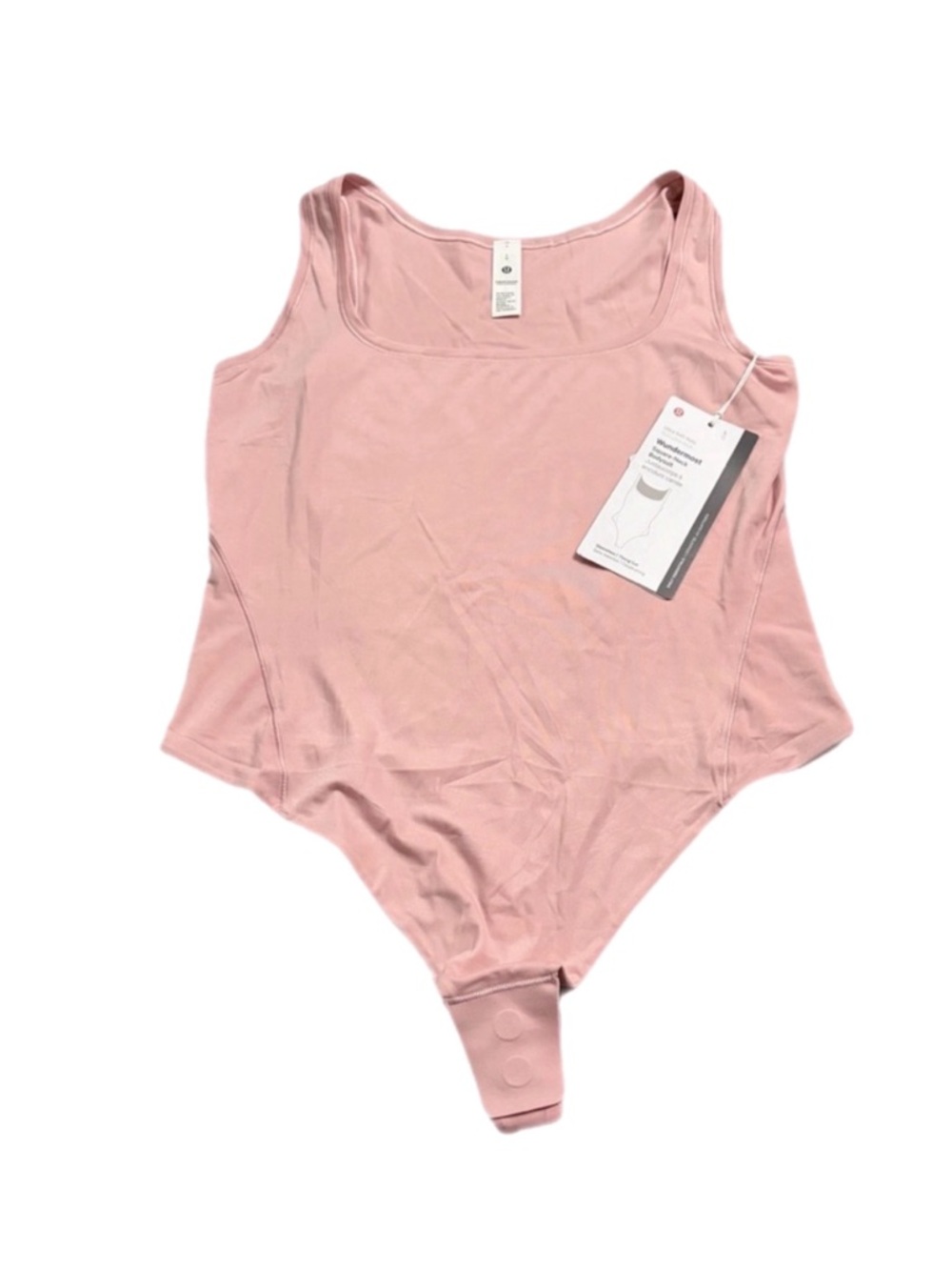 NWT Lululemon Wundermost Ultra-Soft Square-Neck Sleeveless Bodysuit Pink Haze L